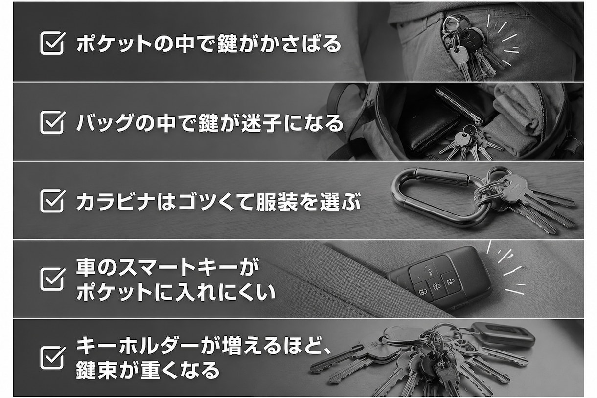 ポケットやバッグの中で鍵がかさばる悩み